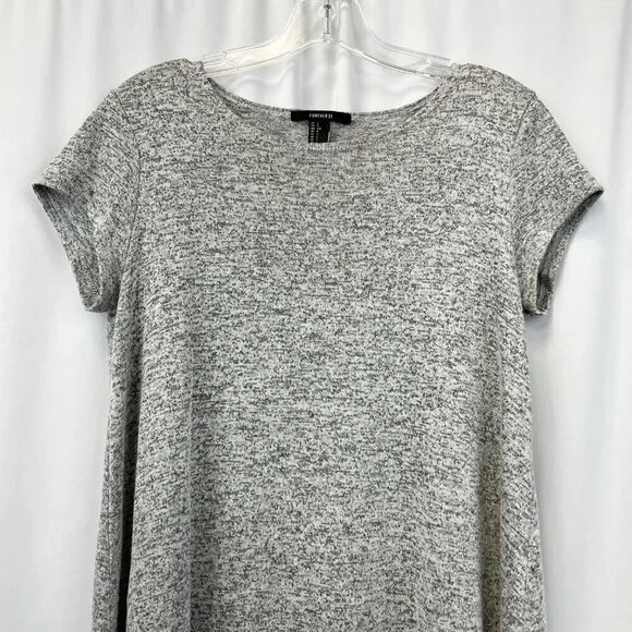 Forever 21 Womens Short Sleeve Mini Shift Dress Gray Heathered Large - Picture 2 of 9